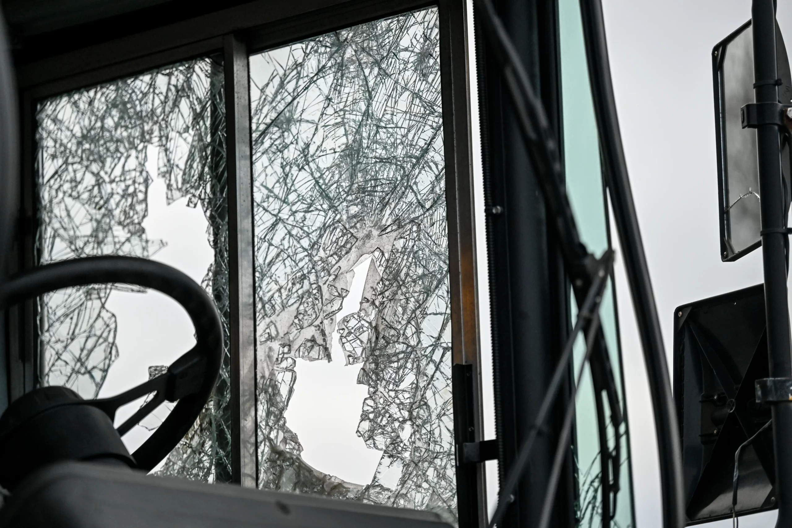broken bus window
