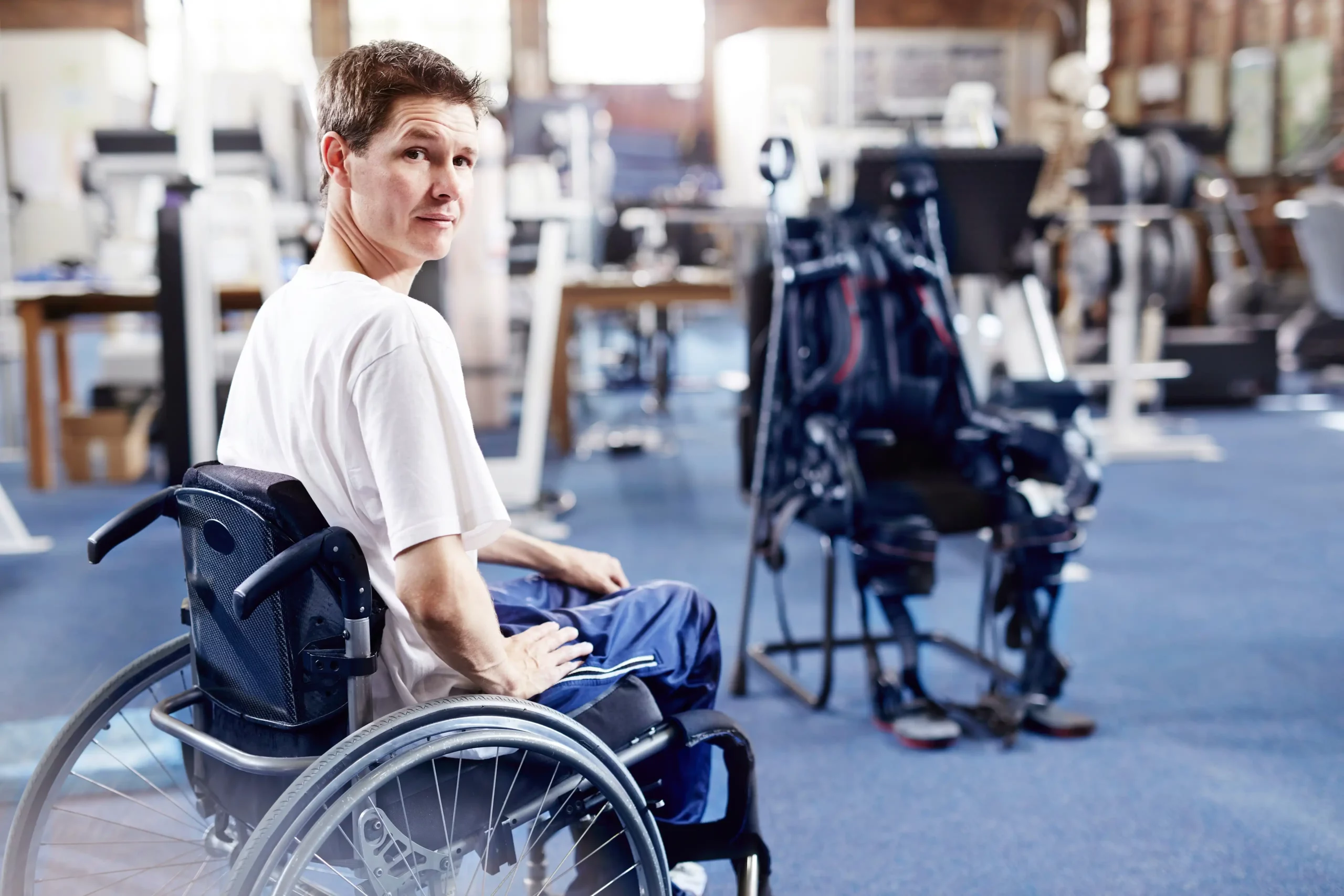 man in a wheelchair with a spinal cord injury