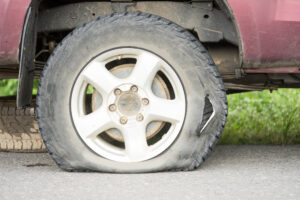 Flat,Tire,And,Tire,Burst,On,The,Road